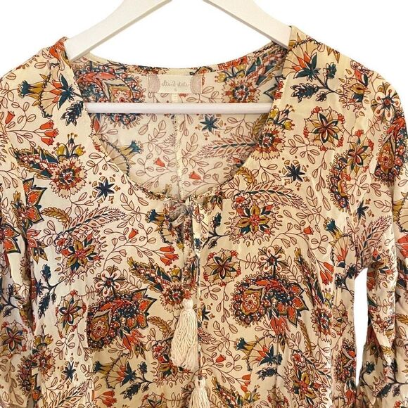 altar'd state small tassel long bell sleeveāpaisley print dressāshort - Picture 2 of 7